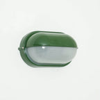 Oval Bulkhead Wall Light Weather-Resistant Galvanized Metal & Ribbed Glass