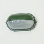 Oval Bulkhead Wall Light Weather-Resistant Galvanized Metal & Ribbed Glass