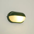 Oval Bulkhead Wall Light Weather-Resistant Galvanized Metal & Ribbed Glass