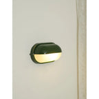 Oval Bulkhead Wall Light Weather-Resistant Galvanized Metal & Ribbed Glass