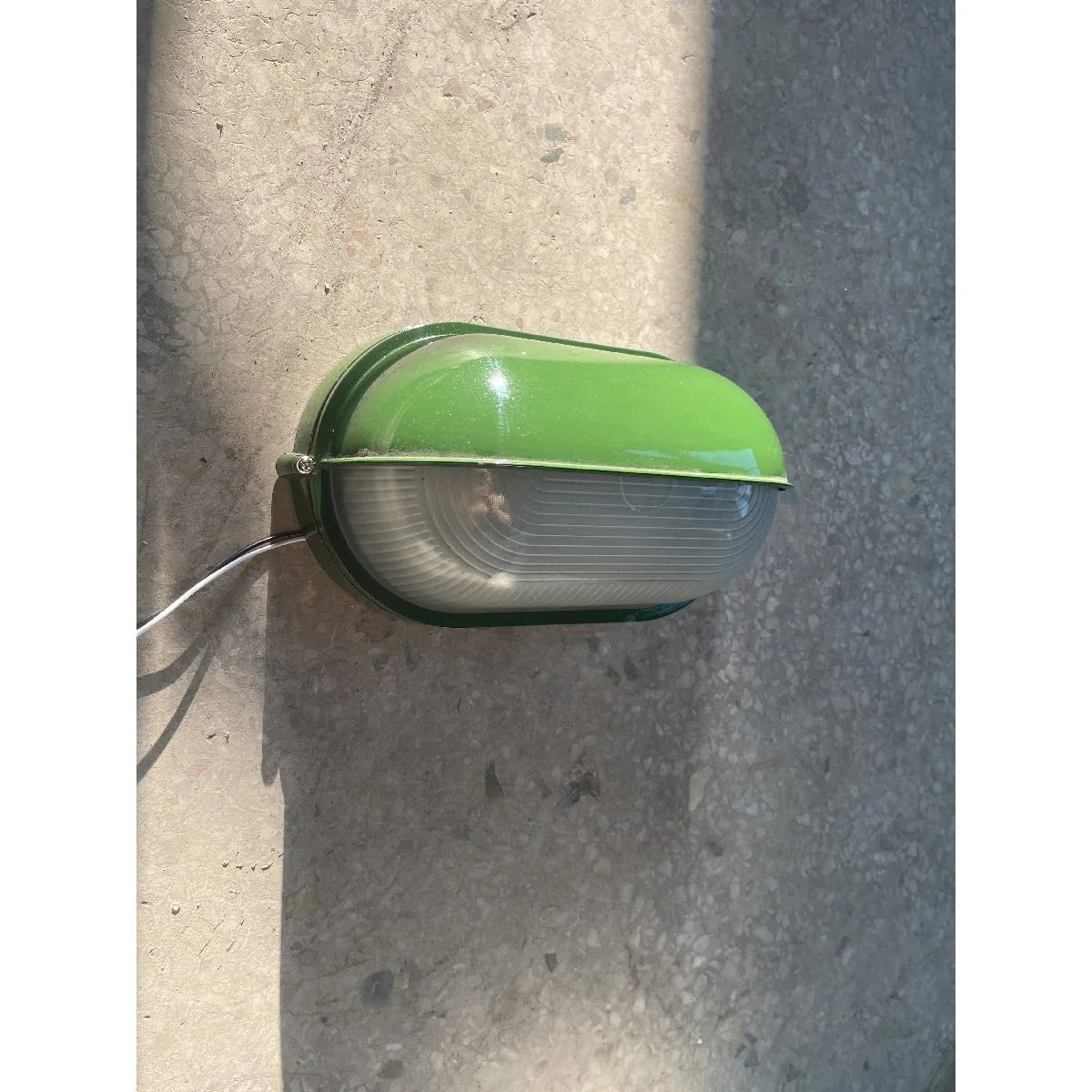 Oval Bulkhead Wall Light Weather-Resistant Galvanized Metal & Ribbed Glass