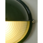 Oval Bulkhead Wall Light Weather-Resistant Galvanized Metal & Ribbed Glass