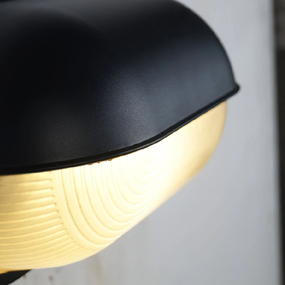 Oval Bulkhead Wall Light Weather-Resistant Galvanized Metal & Ribbed Glass