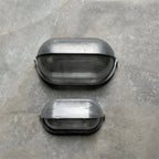 Oval Bulkhead Wall Light Weather-Resistant Galvanized Metal & Ribbed Glass