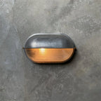 Oval Bulkhead Wall Light Weather-Resistant Galvanized Metal & Ribbed Glass