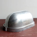 Oval Bulkhead Wall Light Weather-Resistant Galvanized Metal & Ribbed Glass