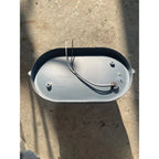 Oval Bulkhead Wall Light Weather-Resistant Galvanized Metal & Ribbed Glass