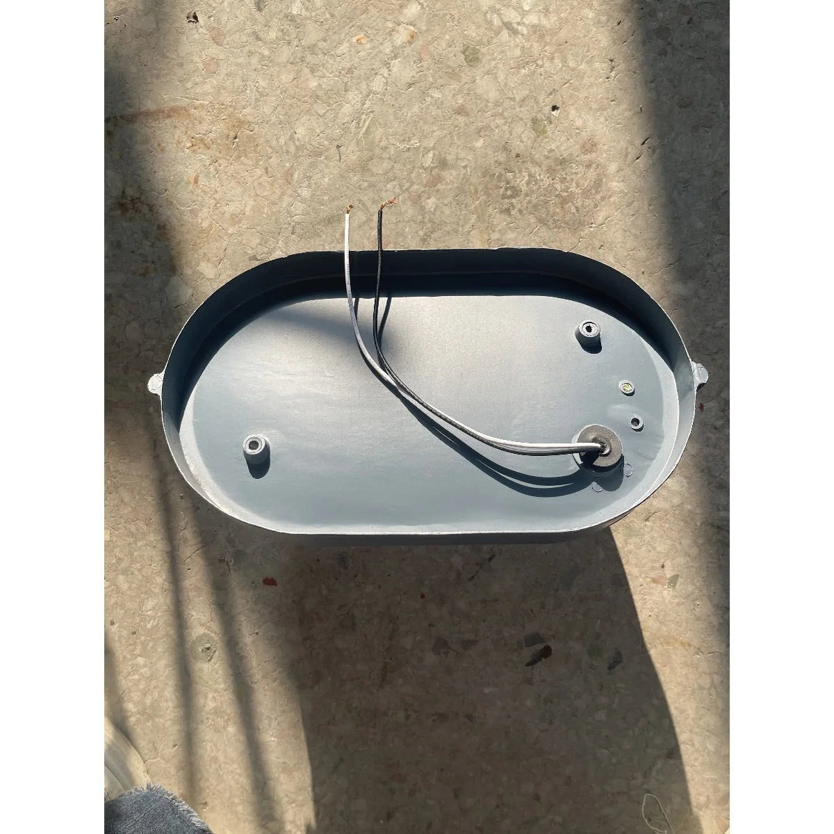 Oval Bulkhead Wall Light Weather-Resistant Galvanized Metal & Ribbed Glass