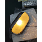 Oval Bulkhead Wall Light Weather-Resistant Galvanized Metal & Ribbed Glass