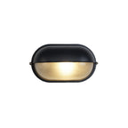 Oval Bulkhead Wall Light Weather-Resistant Galvanized Metal & Ribbed Glass