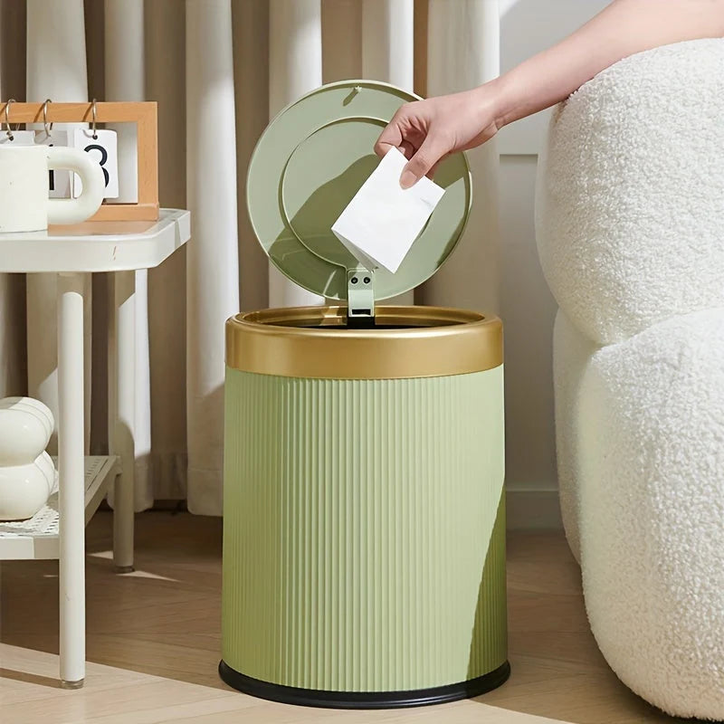 Oval Trash Can Press Lid & Double Inner Bin