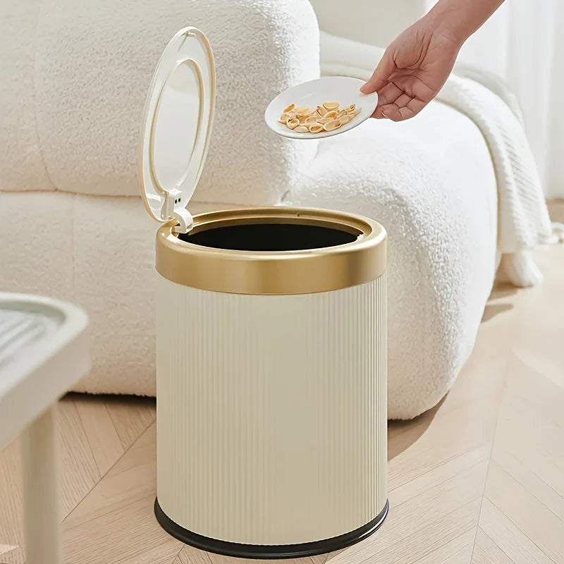 Oval Trash Can Press Lid & Double Inner Bin