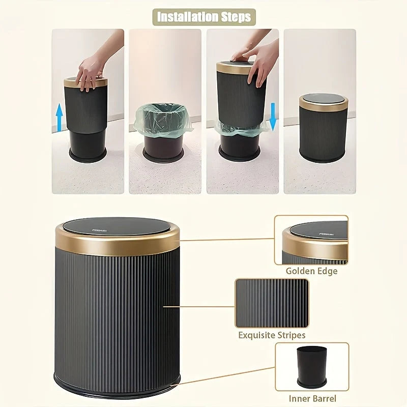 Oval Trash Can Press Lid & Double Inner Bin