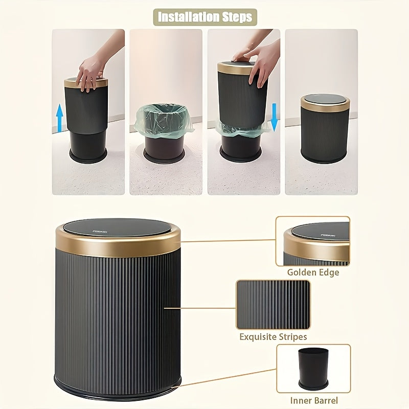 Oval Waste Bin Touchless Lid Sealed Inner Bucket