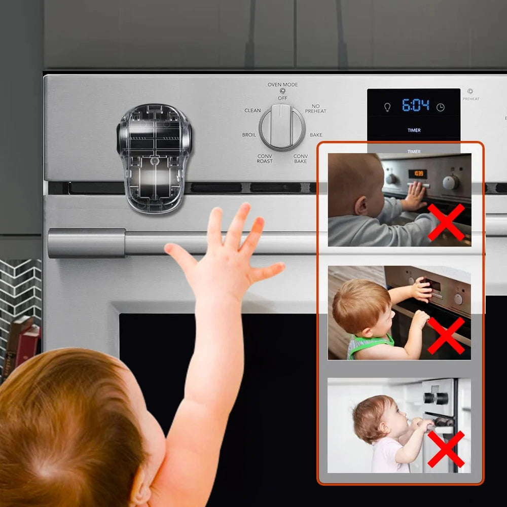 Oven Lock Double-Button 180° Rotating Heat-Resistant Self-Adhesive