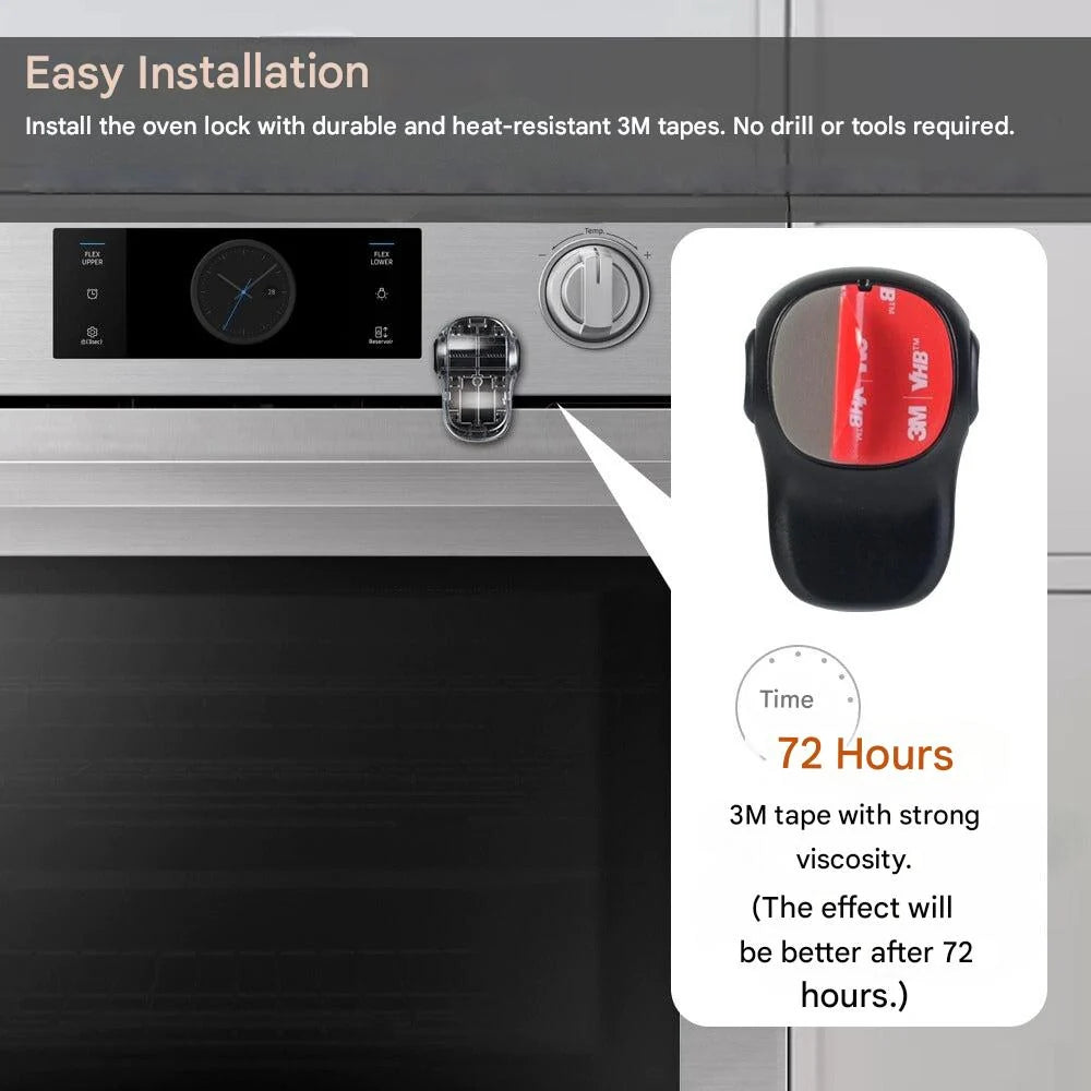 Oven Lock Double-Button 180° Rotating Heat-Resistant Self-Adhesive