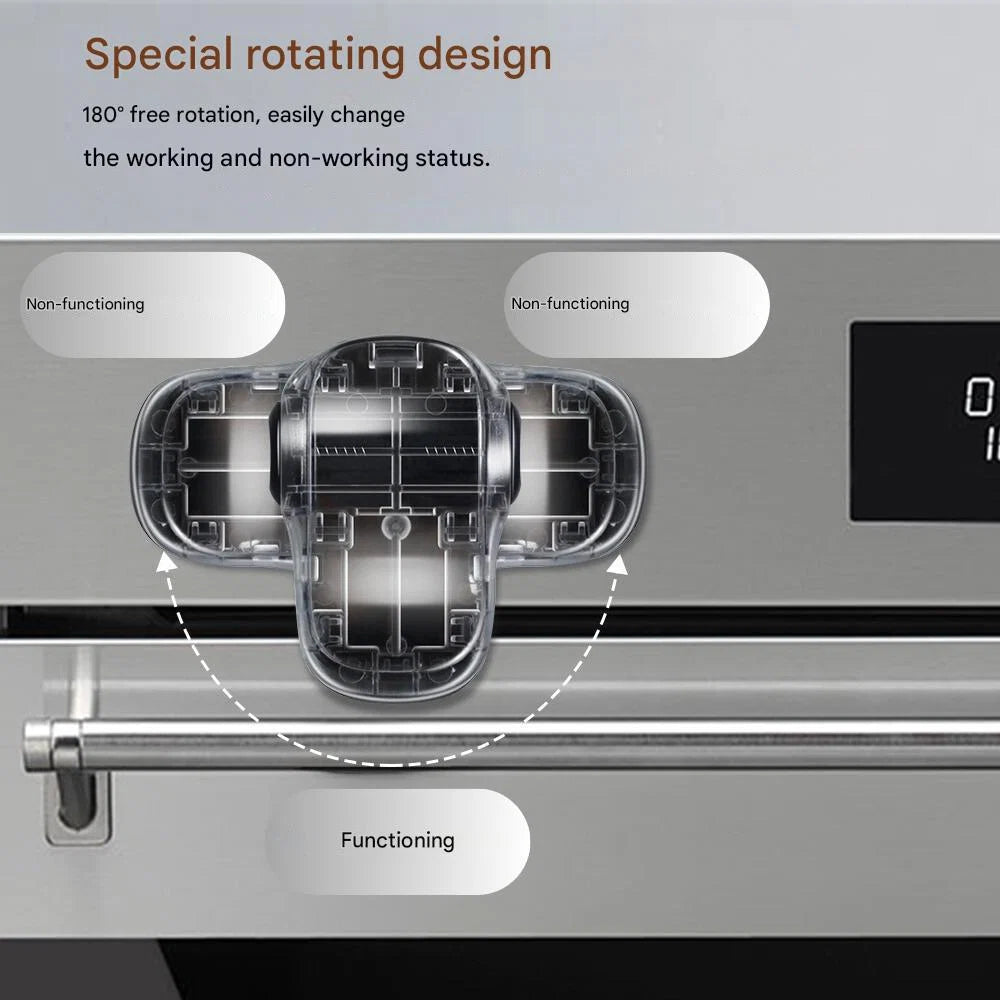 Oven Lock Double-Button 180° Rotating Heat-Resistant Self-Adhesive