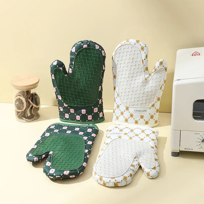 Oven Mitts Heat-Resistant 572°F Cotton & Silicone Anti-Slip