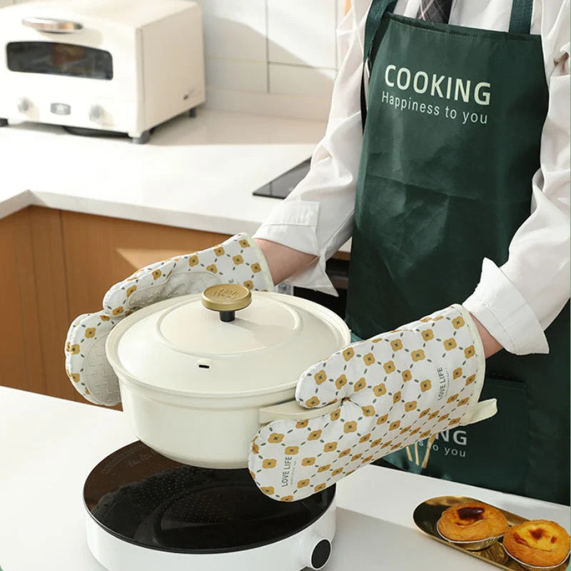 Oven Mitts Heat-Resistant 572°F Cotton & Silicone Anti-Slip