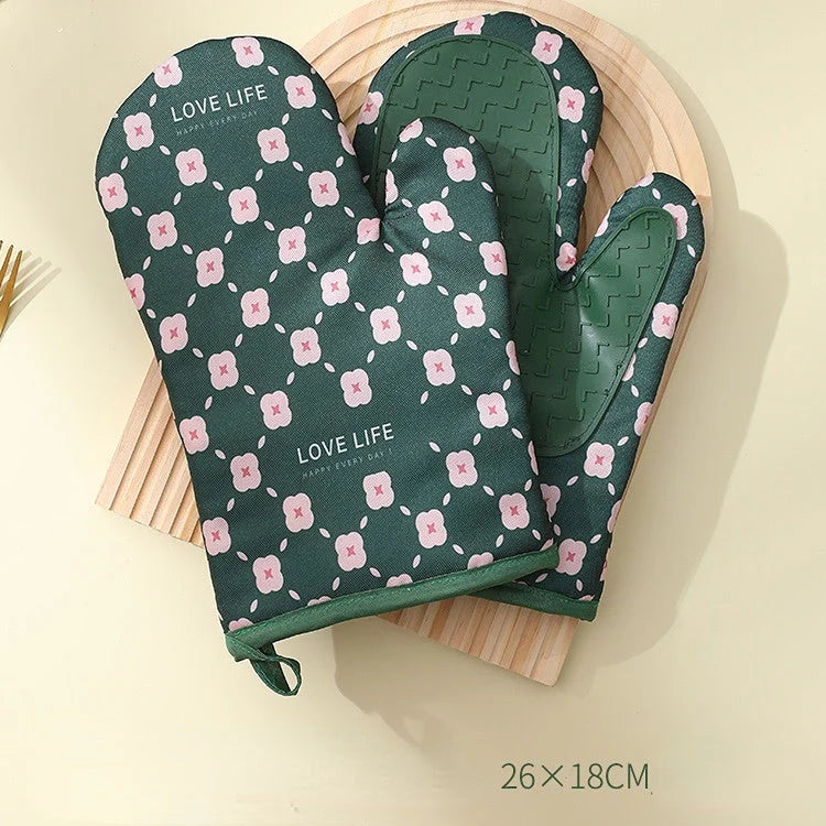 Oven Mitts Heat-Resistant 572°F Cotton & Silicone Anti-Slip