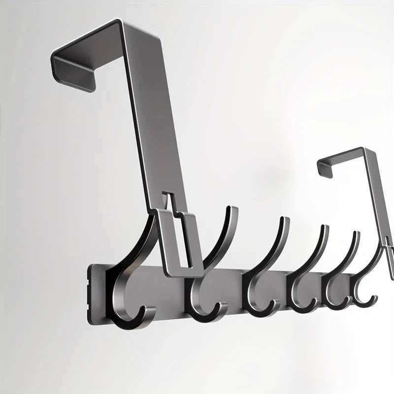 Over-Door Coat Rack No-Drill Aluminum 6 Or 7 Hooks