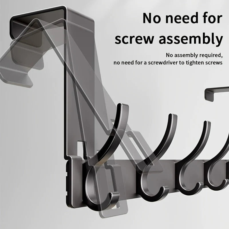 Over-Door Coat Rack No-Drill Aluminum 6 Or 7 Hooks