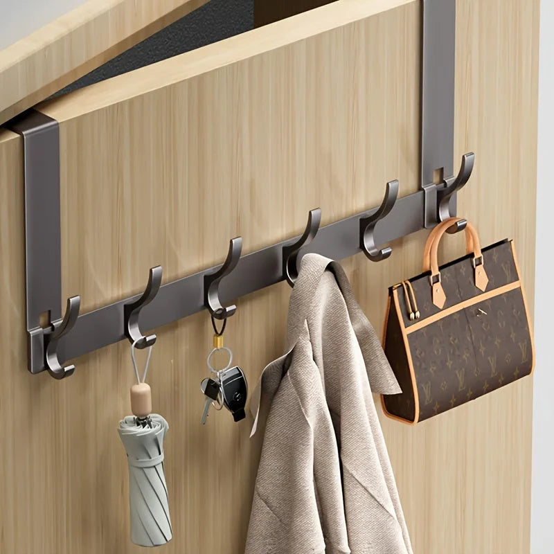 Over-Door Coat Rack No-Drill Aluminum 6 Or 7 Hooks