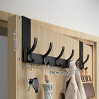 Over-Door Coat Rack No-Drill Aluminum 6 Or 7 Hooks
