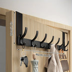 Over-Door Coat Rack No-Drill Aluminum 6 Or 7 Hooks