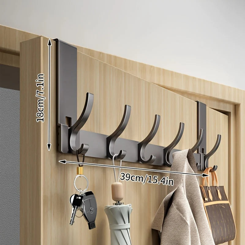 Over-Door Coat Rack No-Drill Aluminum 6 Or 7 Hooks
