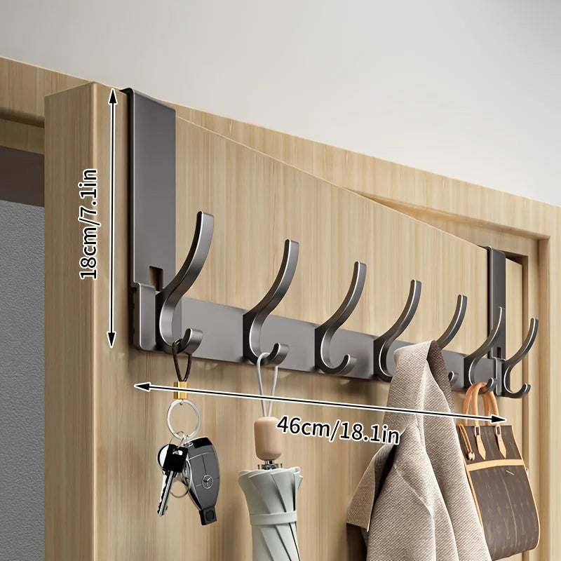 Over-Door Coat Rack No-Drill Aluminum 6 Or 7 Hooks
