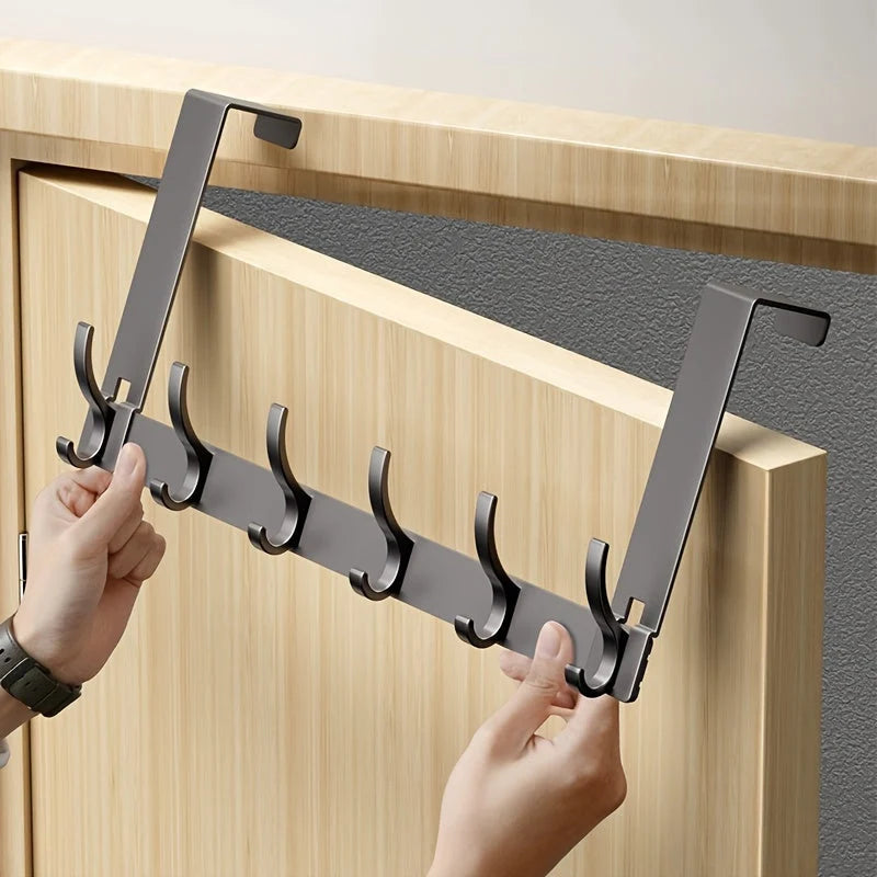 Over-Door Coat Rack No-Drill Aluminum 6 Or 7 Hooks