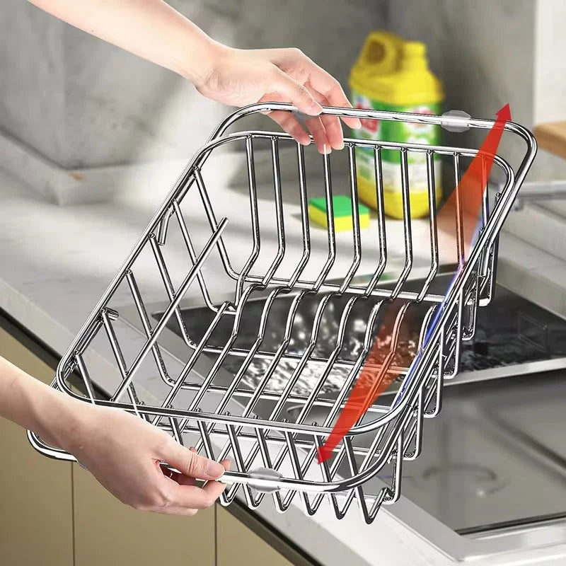 Over-Sink Dish Rack Adjustable & Extendable Stainless Steel