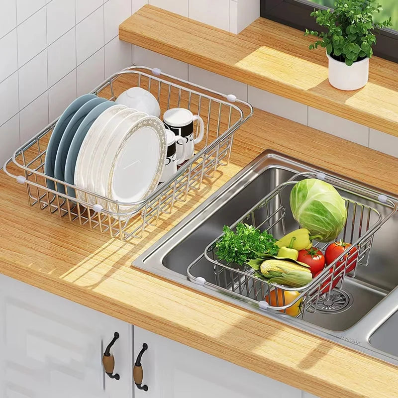 Over-Sink Dish Rack Adjustable & Extendable Stainless Steel