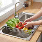 Over-Sink Dish Rack Adjustable Stainless Steel & Non-Slip Pads
