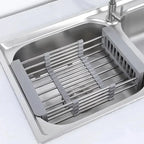 Over-Sink Dish Rack Adjustable Stainless Steel & Non-Slip Pads