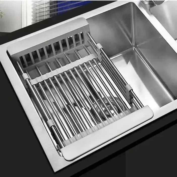Over-Sink Dish Rack Adjustable Stainless Steel & Non-Slip Pads