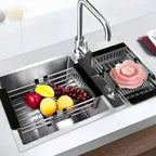 Over-Sink Dish Rack Adjustable Stainless Steel & Non-Slip Pads