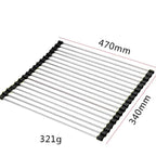 Over-Sink Drain Rack Stainless Steel No-Drill Roll-Up
