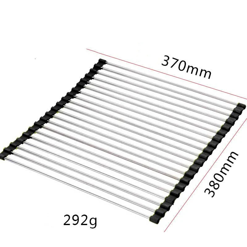 Over-Sink Drain Rack Stainless Steel No-Drill Roll-Up
