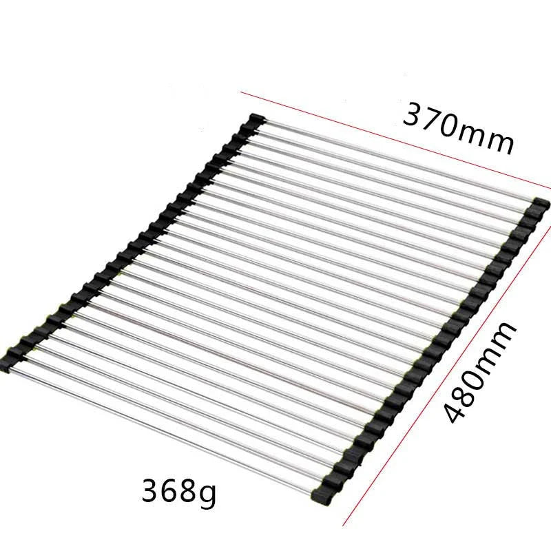 Over-Sink Drain Rack Stainless Steel No-Drill Roll-Up