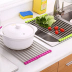 Over-Sink Drain Rack Stainless Steel No-Drill Roll-Up