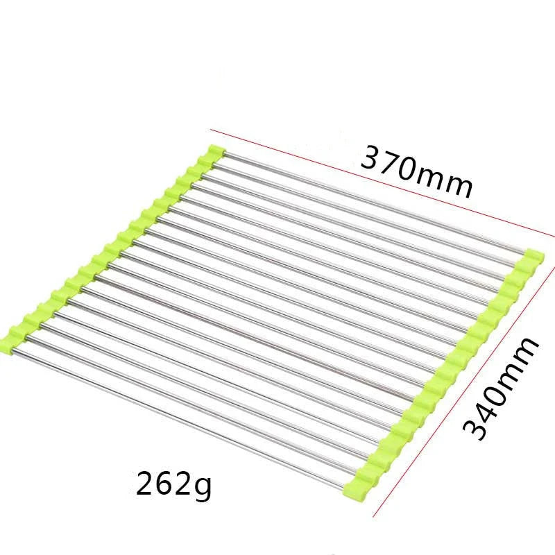 Over-Sink Drain Rack Stainless Steel No-Drill Roll-Up