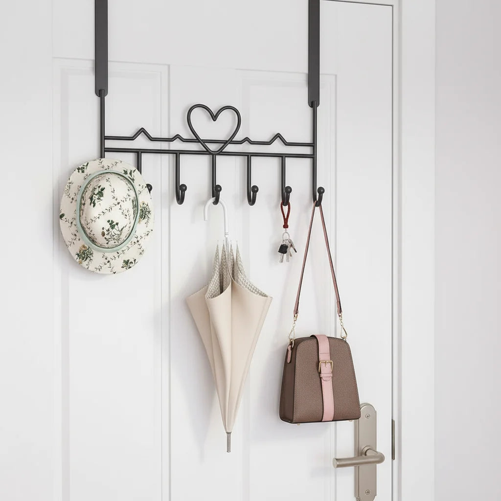 Over-The-Door Coat Hook No-Drill Metal Space-Saving