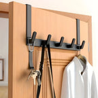 Over-The-Door Coat Rack Stainless Steel 5 Hooks Tool-Free Installation