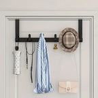 Over-The-Door Coat Rack Stainless Steel 5 Hooks Tool-Free Installation