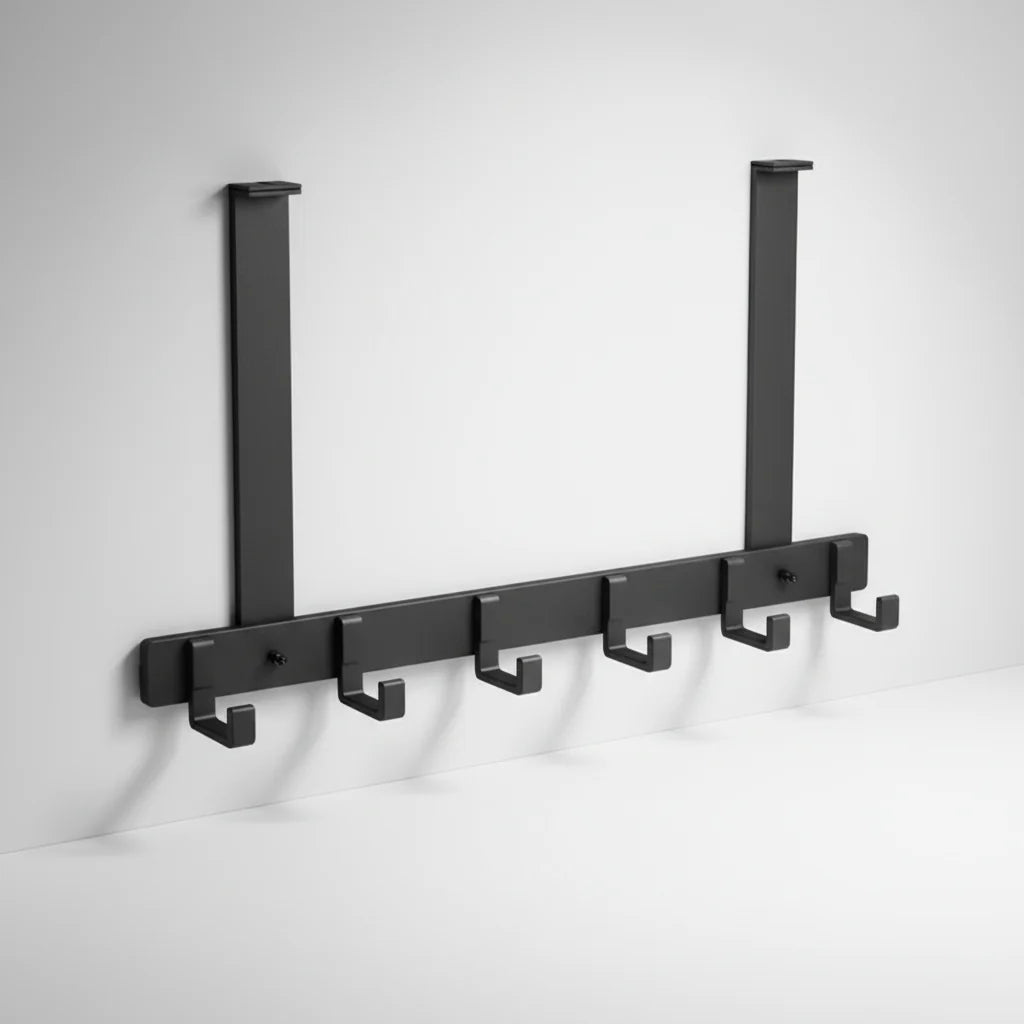Over-The-Door Hook Rail Stainless Steel 6 Hooks