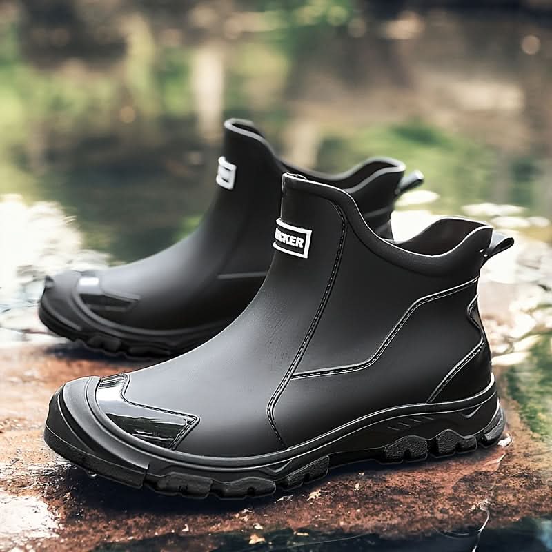 Overshoes Ankle-High PVC Waterproof Slip-Resistant Textile-Lined