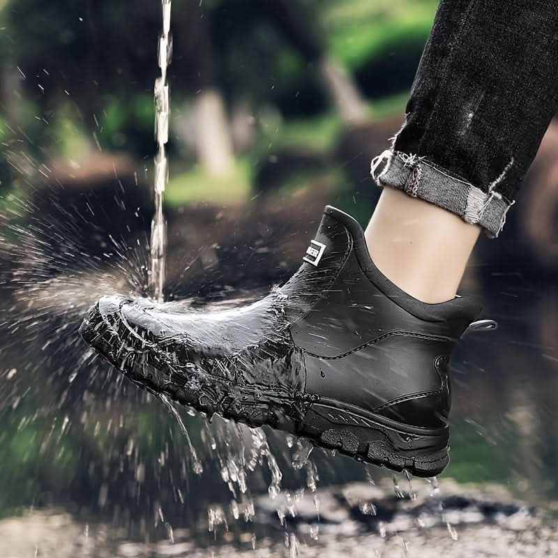 Overshoes Ankle-High PVC Waterproof Slip-Resistant Textile-Lined