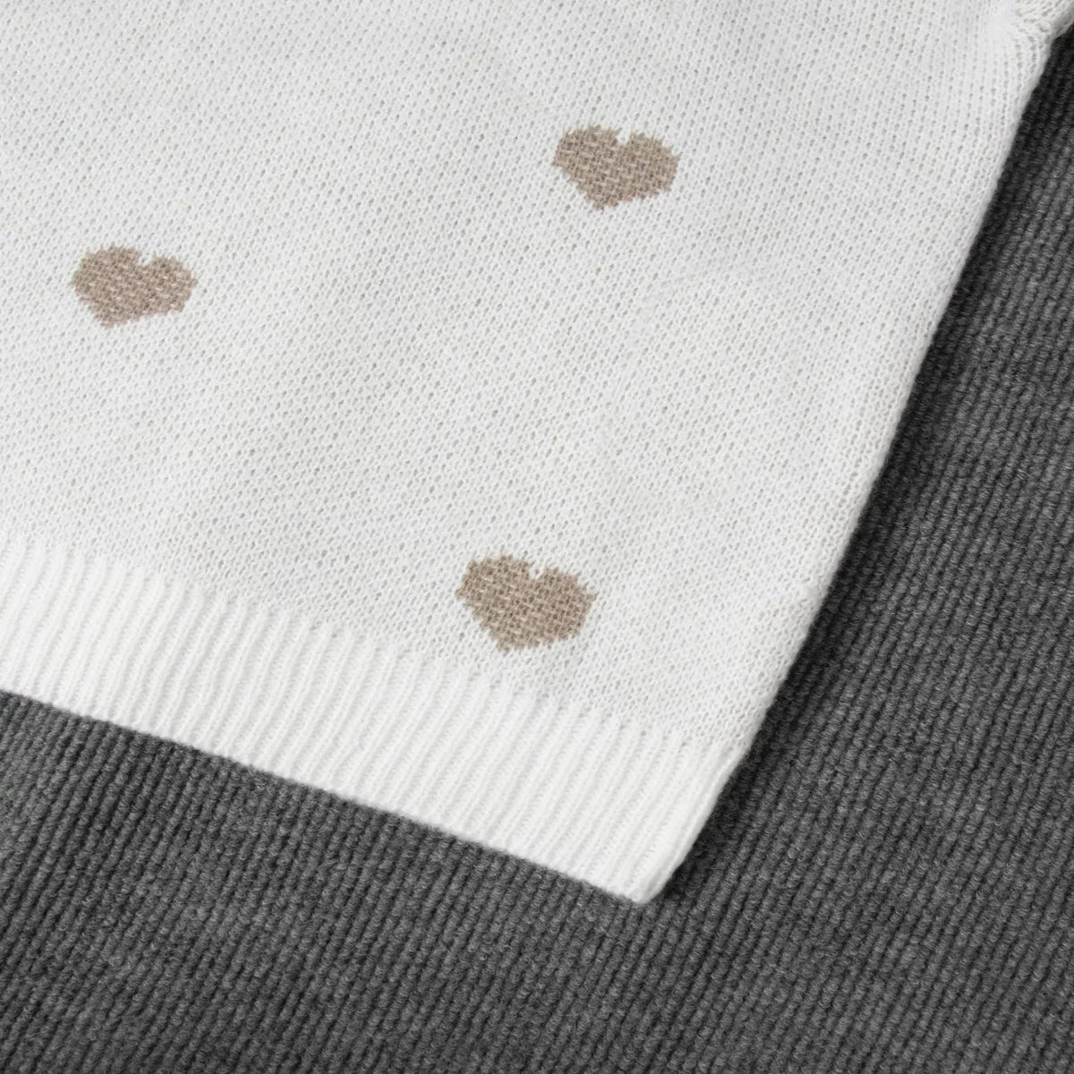 Oversized Pullover Sweater Heavyweight Heart Embroidered & Puff Sleeves